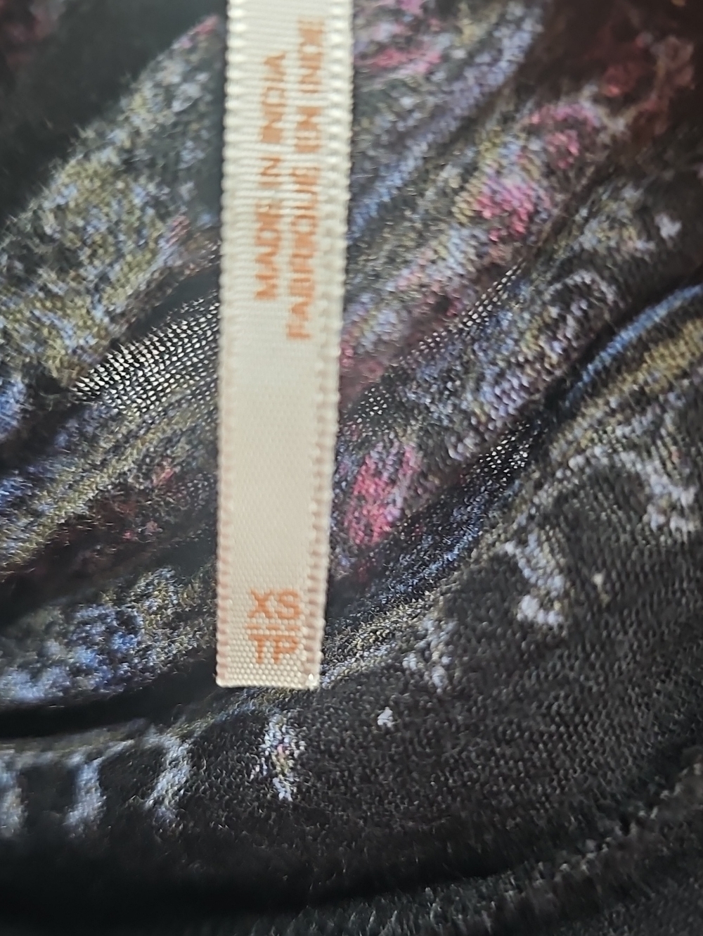 Free People Black Mini Dress with Purple and Light Blue Floral Border - Picture 6 of 7